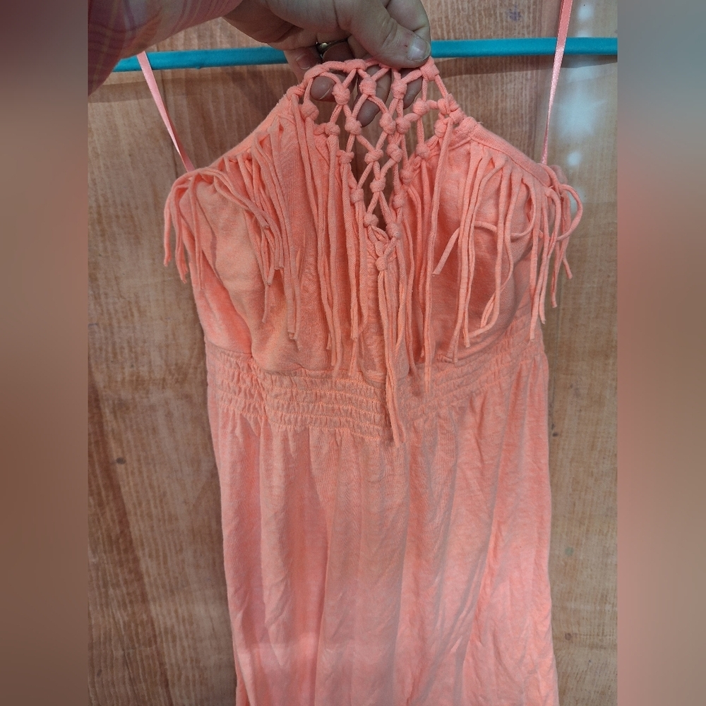 Empyre strapless dress fringe top size medium pink